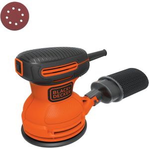 BLACK+DECKER Orbital Sander, 5 Inch, 2.0 Amp, 12000 OPM, Corded, 1 Sandpaper Sheet and Dust Bag Included (BDERO100)