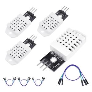 4Pcs DHT22/AM2302 Digital Temperature Humidity Sensor Module with Cable, Temp Range -40~80 (0.5), Humidity 0~100% RH (2%) for A-rduino Electronic Practice DIY, Replace SHT11 SHT15