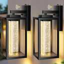 VIANIS Large Exterior Lighting Fixtures Wall Mount for House, Black Dusk to Dawn Porch Lights Outdoor with Integrated 10W LED Light Source Crystal Bubble Glass, 2 Packs Outdoor Wall Sconces Lantern, Tall 2-Pack