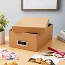 Kraft Memory Box by Simply Tidy - Store and Organize Photos, Keepsakes, DVD and CDs, Acid Free - Bulk 12 Pack (Brown)