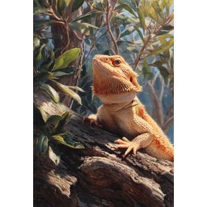 1000 Piece Wooden Puzzle for Adults  Bearded Dragon Lizard on Tree Branch Jigsaw Puzzle for Relaxing Home Decor and Gift