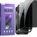 6 x ruwa Privacy Screen Protector for iPhone 15 Pro [6.1 Inch] [2-Pack] Tempered Glass Film with Easy Installation Frame, Case Friendly, Anti Scratch