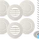 Leinuosen 6.5" Round Rv Vent Covers Beige Ceiling Air Conditioner Vent Lid Replacement Fits 4-5/8" Ducts for Inside Camper, Trailer, Motorhome