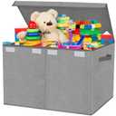 VERONLY Large Toy Box Chest Storage with Lid - Collapsible Kids Toys Boxes Organizer Bins Baskets with Handles for Boys, Girls,Nursery,Playroom,Clothes,Blanket,Bedroom( Gray)