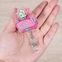3 x Let's Get This Bread Funny Pink Toaster Nurse Badge Reel, Cute Retractable ID Medical Badge Holder, Name Tag Badge Clip for RN LPN CNA MA Night Shift Nurse Nursing Student Doctor Medical Social Worker