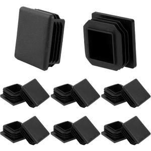 12 Pcs 1-1/2" Square Plastic Plugs, Black Tube End CapsTubing Post End Cap for Square Tube, Chair Legs, Fence