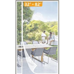 Yotache White Reversible Left Right Side Opening Magnetic Screen Door Fits Door Size 32 x 82, Unobstructed View Upgraded Polyester Mesh for Back Door, Actual Screen Size 34" x 83"