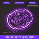 Horseneon Welcome Foolish Mortals Christmas Neon Sign Haunted Mansion LED Wall Decor for Door Mab Cave Light Horror Movie Parties & Themed Bars Spooky Effect Christmas Gifts (Brain Disciplines)