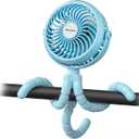 AMACOOL Battery Operated Stroller Fan Flexible Tripod Clip On Fan with 3 Speeds and Rotatable Handheld Personal Fans for Car Seat Crib Bike Treadmill (Blue)