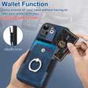 Case for iPhone 14 Wallet Case with Card Holder 360 Rotation Finger Ring Holder Stand, PU Leather Case Shockproof Protection Phone Case for Men WomenDark Blue