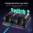 2 x NexiGo Enhanced Controller Charger Dock Compatible with Nintendo Switch 2, Charging Station for Joy-Pads with Multiple RGB Light Modes, Sound Alerts, LED Indicators, Built-in Kickstand