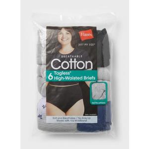 Hanes Women's Underwear Briefs Pack, 6-Pack, Cotton Panties for Women, Moisture-Wicking, Full Coverage