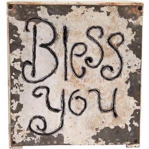 Creative Co-Op Wood & Metal Bless You Tissue Box Cover (White)