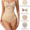 Dulchany Thong Shapewear Tummy Control Underwear for Women Seamless Body Shaper Panties (Beige, M)