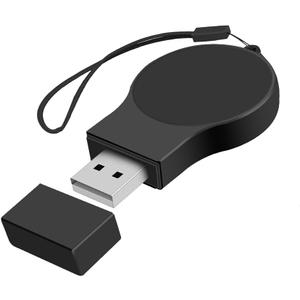 Portable Galaxy Watch 8 7 6 5 Charger USB Wireless Charger Keychain for Samsung Galaxy Watch 8 7 Ultra 6 Classic 5 Pro 4 Classic 3 & Active 2 Accessories (Black)