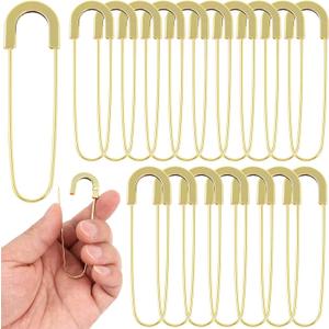 Extra Large Safety Pins Heavy Duty 3 Inch-20 PCS Coilless Pins Sewing Pin Brooches-Giant Gold Safety Pins Jumbo for Quilting, Clothes,Jewelry,Shawls, Crochet,Decorative(Pale gold-20pcs)