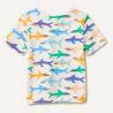 Amazon Essentials Boys Short-Sleeve T-Shirts (Large, Ivory Sharks)