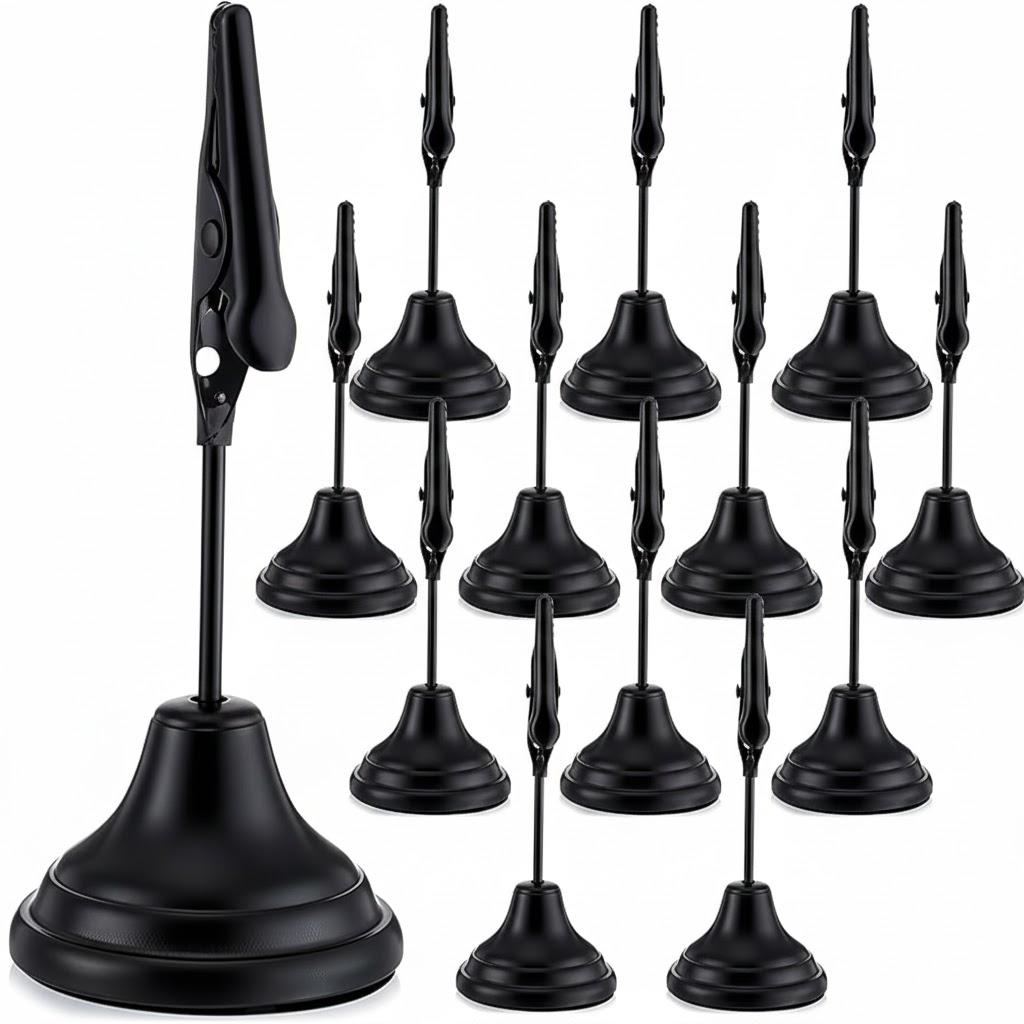 Skyygemm 11 Pcs Table Number Holders 3 Inch Place Card Holder with Alligator Clip Metal Table Card Holders Table Number Stands Table Sign Holders for Photos, Food Signs, Birthdays, Weddings (Black)