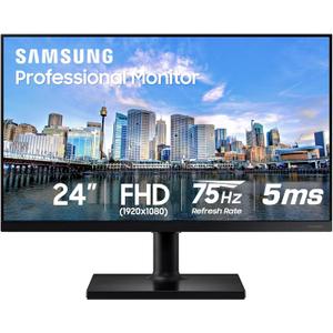 SAMSUNG FT45 Series 24-Inch FHD 1080p Computer Monitor, 75Hz, IPS Panel, HDMI, DisplayPort, USB Hub, Height Adjustable Stand, 3 Yr WRNTY (LF24T454FQNXGO),Black
