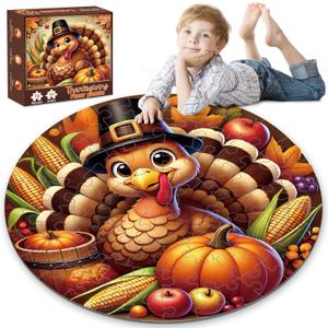 Thanksgiving Floor Puzzles 70pcs Large Jigsaw Puzzle | Age 4-8 | Educational & Fun Fall Gift