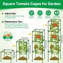 Legigo 4 Pack Square Tomato Cages- 60 Inch Heavy Duty Tomato Trellis for Climbing Plants Outdoor, Tomato Plant Support Stakes Cage Garden Trellis for Garden Raised Garden Bed Cucumbers Vegetables