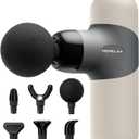 Morelax Mini Massage Gun Portable Deep Tissue Muscle Percussion Massager, Electric Handheld Sport Massager with 6 Massage Heads 4 Speed, Best Gift (Almond)