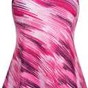 Hanna Nikole Women Tankini Swimsuit Flowy Swimdress Swimwear Plus Size Two Piece Bathing Suits Red Line 16 Plus