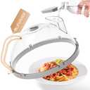 10" Microwave Splatter Cover with Water Steamer, Microwave Cover for Food, Dome Splatter Guard with Hanging Hole, Easy Clean & Space Saving Hanging Design, Grey