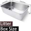 Stainless Steel Cat Litter Box for Adult Cats or Kitty/Kitten 19.5"x13.6"x6" Rust-Proof, High Side, Non Stick, No Smell, Easy to Clean Metal Cat Litter Box