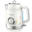 Retro Electric Kettle, PARIS RHÔNE 1.7L Hot Tea Kettle with Thermometer, 1500W Fast Heating, Cordless Design, LED Indicator, Auto Shut-Off & Boil Dry Protection
