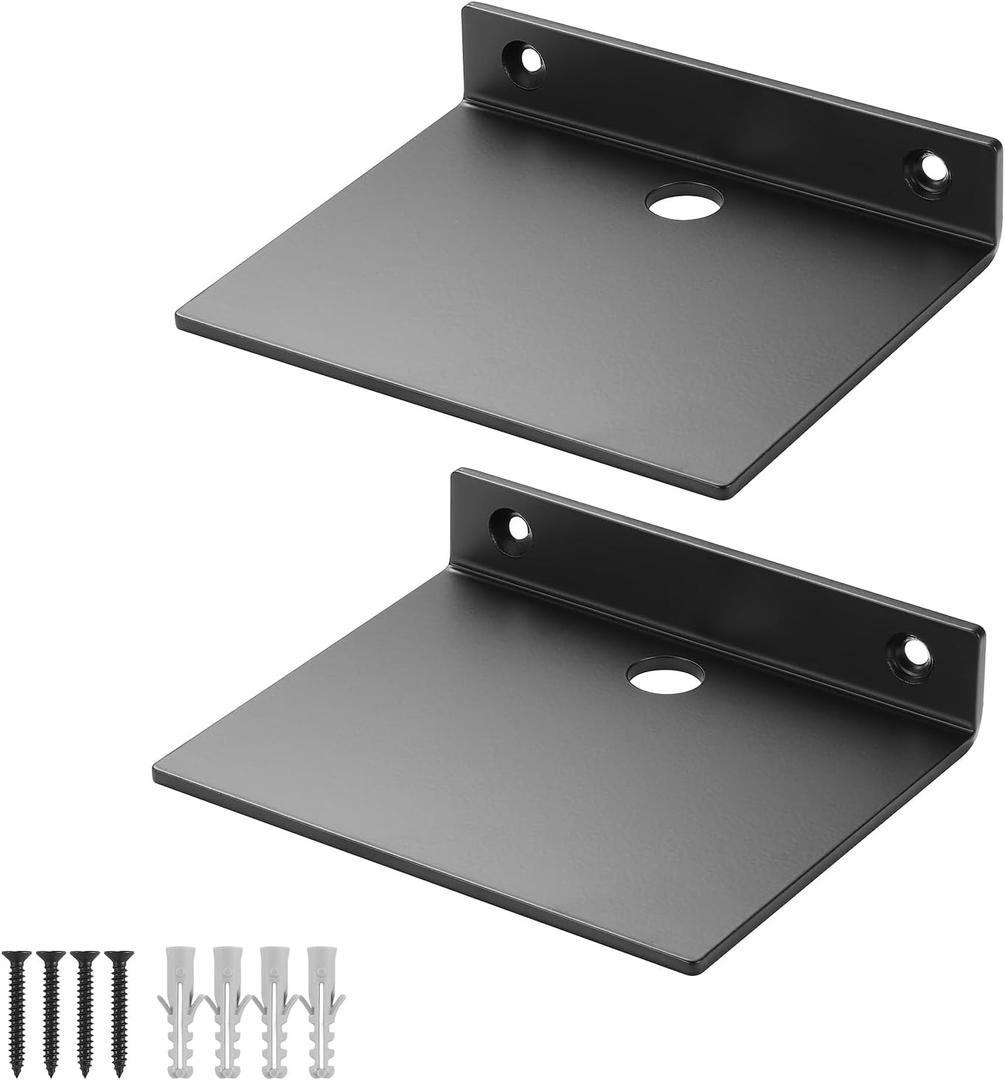 Small Wall Shelf,3.0mm Aluminum Alloy Small Floating Shelf,for Bathroom, Bedroom, Living Room, Kitchen,Office(5 Inch Black, Set of 2)