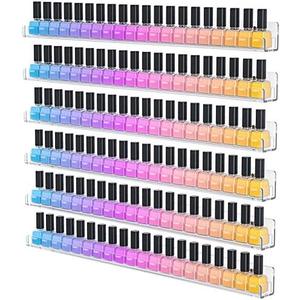 NIUBEE 24 Inches Nail Polish Rack Wall Mounted Shelf with Removable Anti-slip End Inserts, Clear Acrylic Nail Polish Organizer Display 150 Bottles