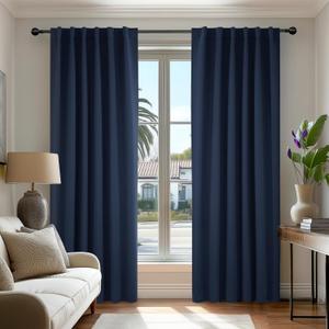 Deconovo Blackout Curtains, Thermal Insulated, W52 x L108 2 Panels, Back Tab, Machine Washable, Room-Darkening Drapes for Bedroom/Living Room Navy Blue