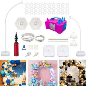 Balloon Arch Kit with Balloon Pump Electric, 8.2FT & 5FT Free Bending Balloon Arch Stand, Half Arch Frame Balloons Column Stand with Water Fill Base for Wedding Baby Shower Birthday Party Decor
