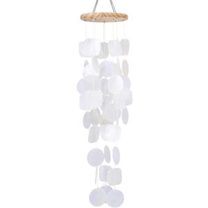 Taman Shell Wind Chimes for Outside - 32" Handcrafted Capiz Shell Windchime Coastal Decor Valentine's Day Gift for Indoor/Outdoors, Garden,Yard,Coastal,Beach Decor, Women