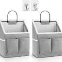 Kanrichu 2pcs Wall Hanging Storage Bag, Wall Hanging Baskets for Organizing as Over the Door Organizer, Wall File Organizer, Rv Storage and Organization. For Bedroom, Office, Camper (Gray-Upgraded)