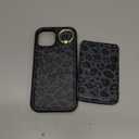 for iPhone 15 Phone case with Card Holder with Compatible magsafe Magnetic, Key Chain PU Leather Flip Kickstand Detachable 2-in-1 Wallet case for Apple15 Women Men-Black Leopard