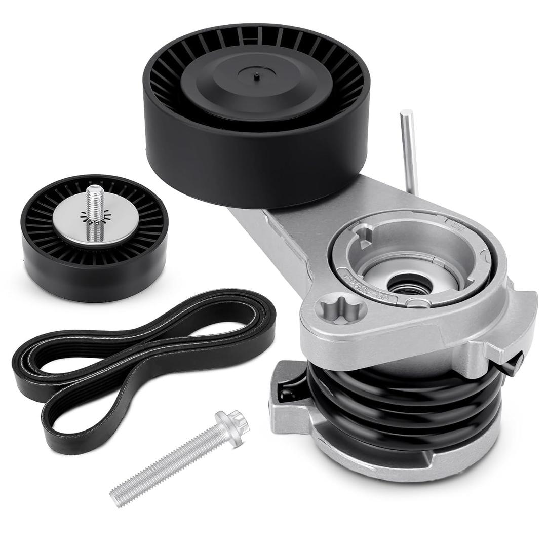 Serpentine Drive Belt Tensioner Idler Pulley Kit Compatible with BMW X3 X5 128i 325i 325xi 328i 328xi 330i 330xi 525i 525xi 528i 528xi 530i 530xi, 3.0L L6, 2006-2013, Replace# ADK0022P 11287535860