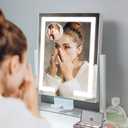 Kottova Vanity Mirror with Lights, 14" x 12" LED Makeup Mirror, Lighted Makeup Mirror with 10X Spot Mirror,Smart Touch 3 Colors Dimmable,360 Rotation, Plug in(White)