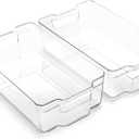 BINO | Stackable Storage Bins, X-Large - 2 Pack | THE STACKER COLLECTION | Clear Plastic | Built-In Handle | BPA-Free | Containers for Organizing Kitchen Pantry | Multi-Use Organizer