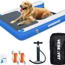Inflatable Dog Water Ramp, Inflatable Dog Dock Ramp Ladder for Pools, Boats, Docks, Sea and Lake, Non-Slip EVA Up to 180LBS (47.3"x39.4"x4", Blue)