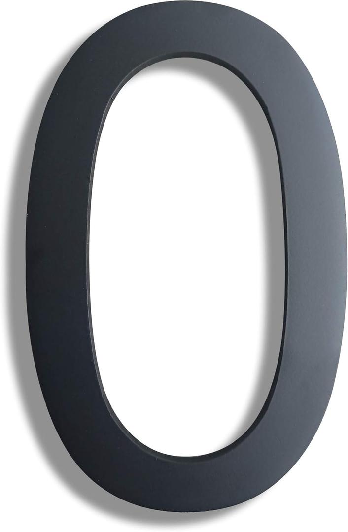 BetLight 8 Inch High Modern House Numbers - Floating Stainless Steel Home Address Number, Easy to Install, Black Finished/Number 0