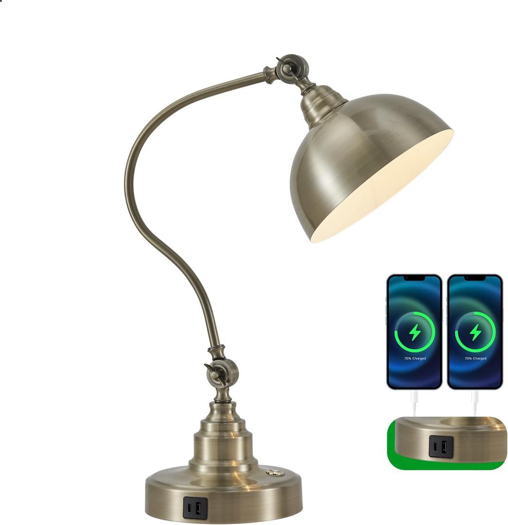 Vintage Desk Lamp Decorative Table Lamp for Home Office Living Room Bedroom Desk Light, Rustic Industrial Farmhouse Antique Library Study Desk Lamp E26 LED Bulb Included