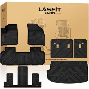 LASFIT Floor Mats & Cargo Liner with Backrest Mat for Chevrolet Chevy Traverse 2018-2023/Traverse Limited 2024 Only 7 Seats (2nd Row Bucket Seats), All Weather TPE Custom Fit Car Floor Mats Full Set