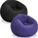 WLIVE 2 Pcs Bean Bag Chair for Kids Adults, Inflatable Chair, No Filler, Comfy, Suit for Dorm Gaming Room Indoor Outdoor, Black and Purple
