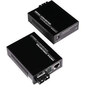 A Pair 2 Pack Multi-Mode Dual SC Fiber Gigabit Fast Ethernet Media Converter, Mini 1x 10/100/1000Base-T RJ45 to 1000Base-SC Slot Converter Transceiver, up to 2KM 850-1310-nm, AC 100V~240V