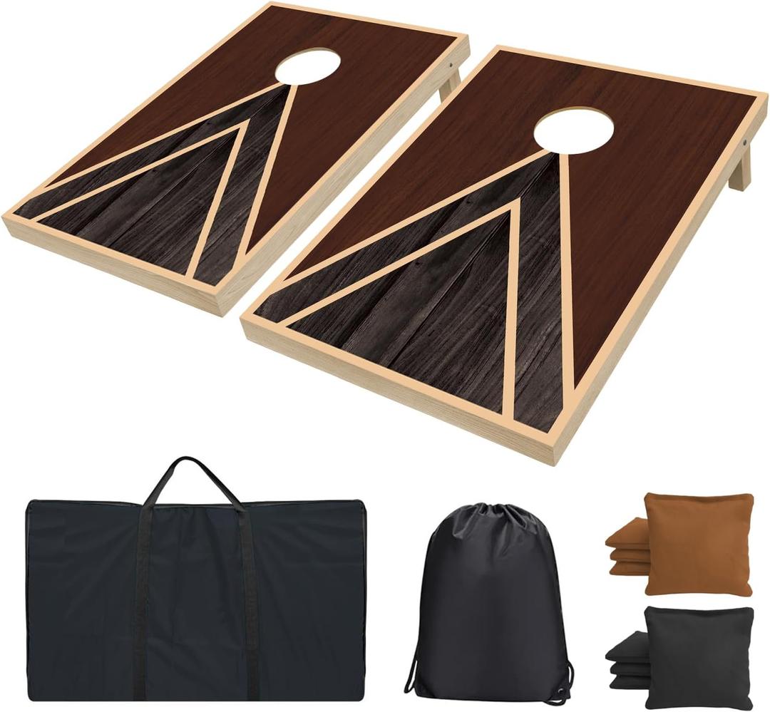 Cornhole Boards Set - Regulation Size 4x2 ft Solid Wood Corn Hole Game Set with 8 Bean Bags and 2 Cornhole Boards - Perfect for Outdoor Game