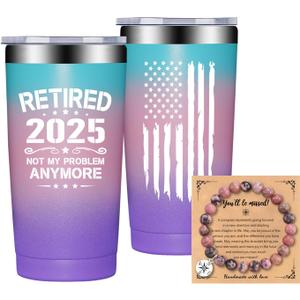 Fufandi Retired 2025 Not My Problem Anymore - Retirement Gifts for Women 2025 - Funny 2025 Retirement Gifts for Women, Coworkers, Teacher, Nurse, Doctor, Mom - Retired Tumbler