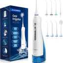 Hangsun Water Flosser Cordless Oral Irrigator Rechargeable Dental Water Jet HOC700 for Teeth Braces with 300ML Water Tank and 4 Jet Tips for Travel & Home Use