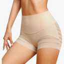 ASIMOON Tummy Control Boyshorts Underwear for Women Stretch High Waisted Shapewear Sexy Mesh No Show Panties for Ladies Large
